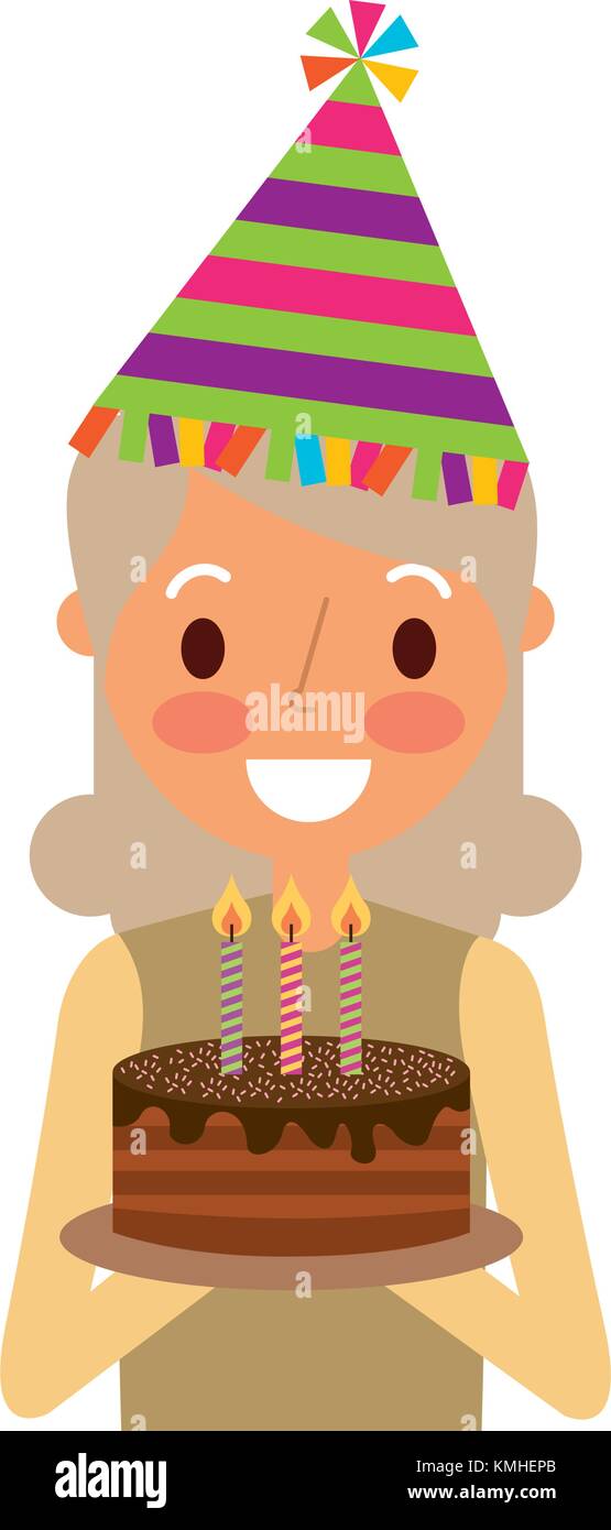 elderly woman grandmother holding birthday cake Stock Vector Image ...