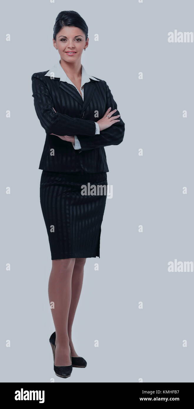 Young business woman in suit isolated on white Stock Photo - Alamy