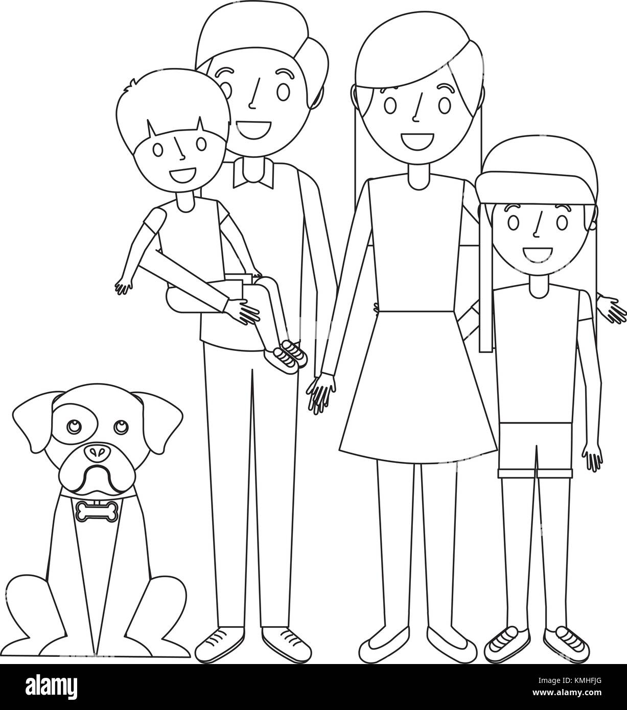 Dad Daughter Family Outline Vector Black And White Stock Photos