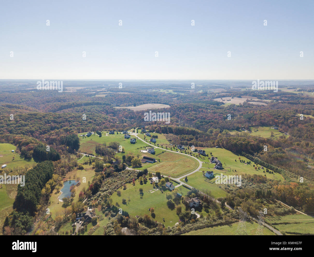 Aerials of Country Farm Land in White Hall, Maryland Stock Photo Alamy