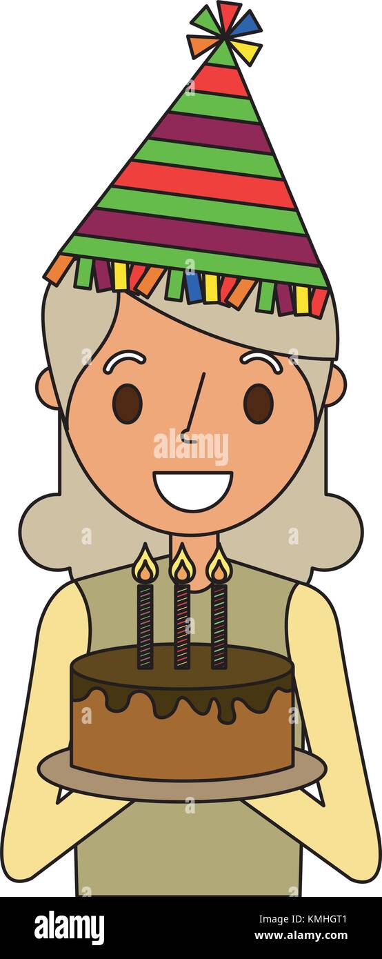 elderly woman grandmother holding birthday cake Stock Vector Image ...