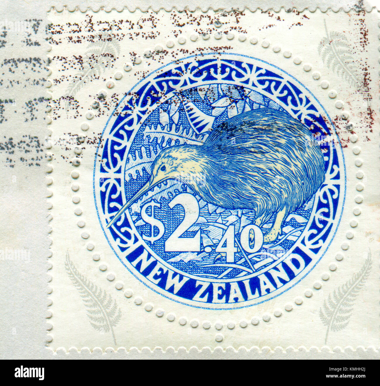 GOMEL, BELARUS, 5 DECEMBER 2017, Stamp printed in New Zealand shows image of the Kiwi or kiwis are flightless birds native to New Zealand, in the genu Stock Photo