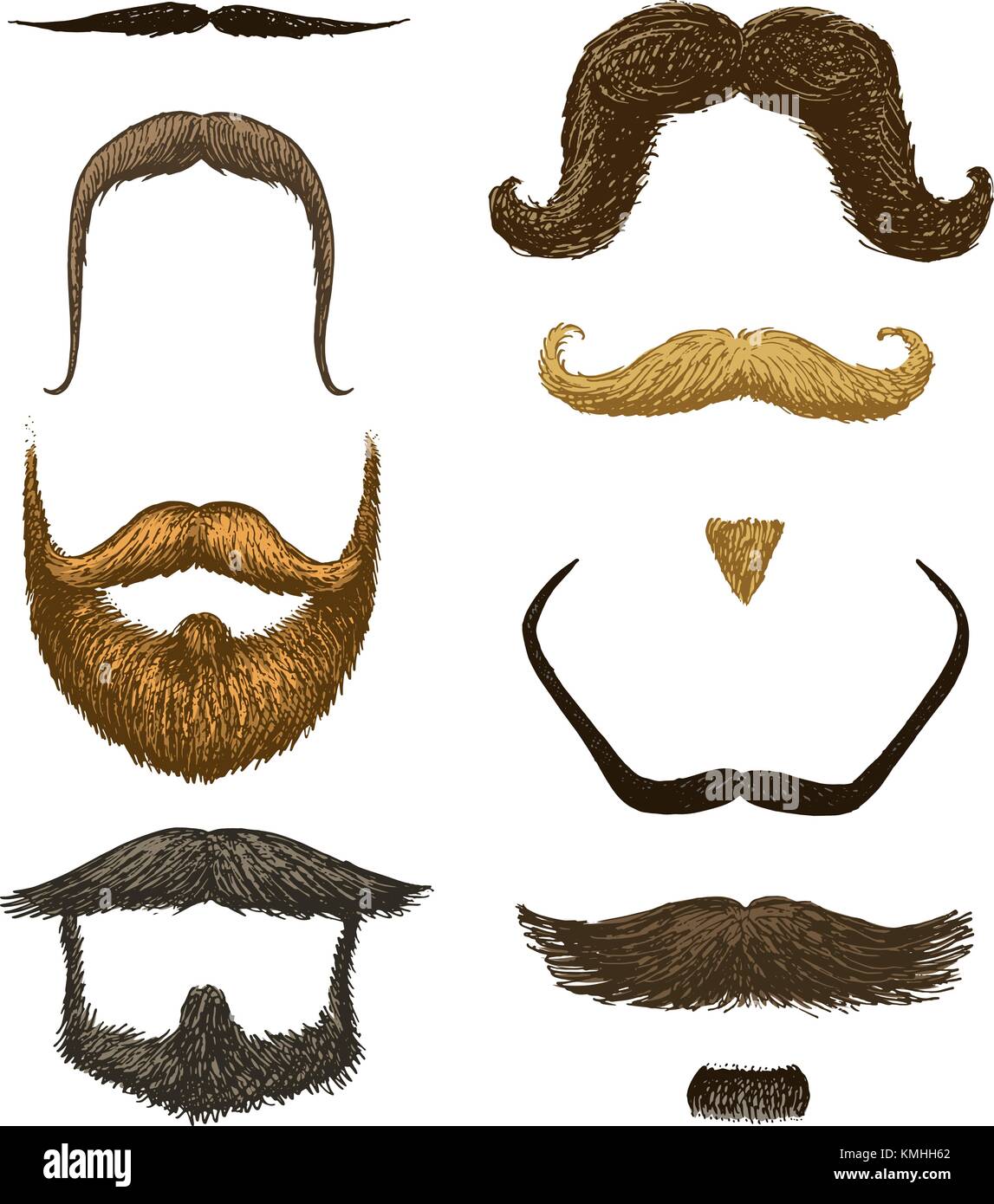 Set of mustache and funny beard of men, hipster and retro barber or ...