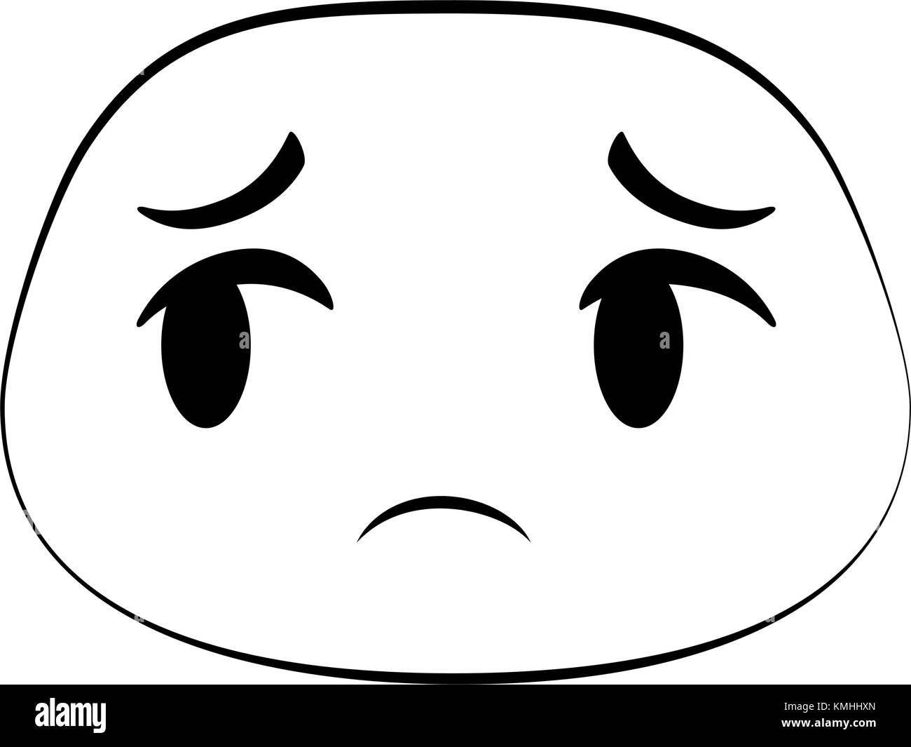 Emotion anime icon sad in simple black design Stock Vector