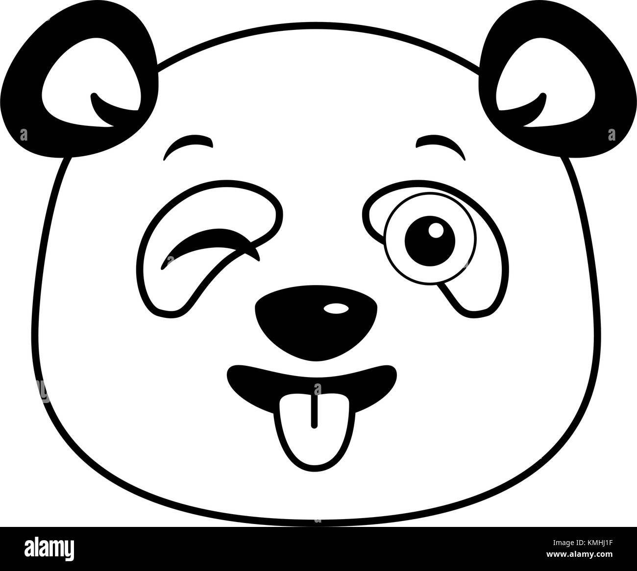 cute panda happy emoji kawaii Stock Vector