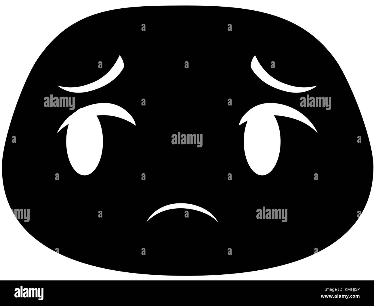 Emotion anime icon sad in simple black design Stock Vector