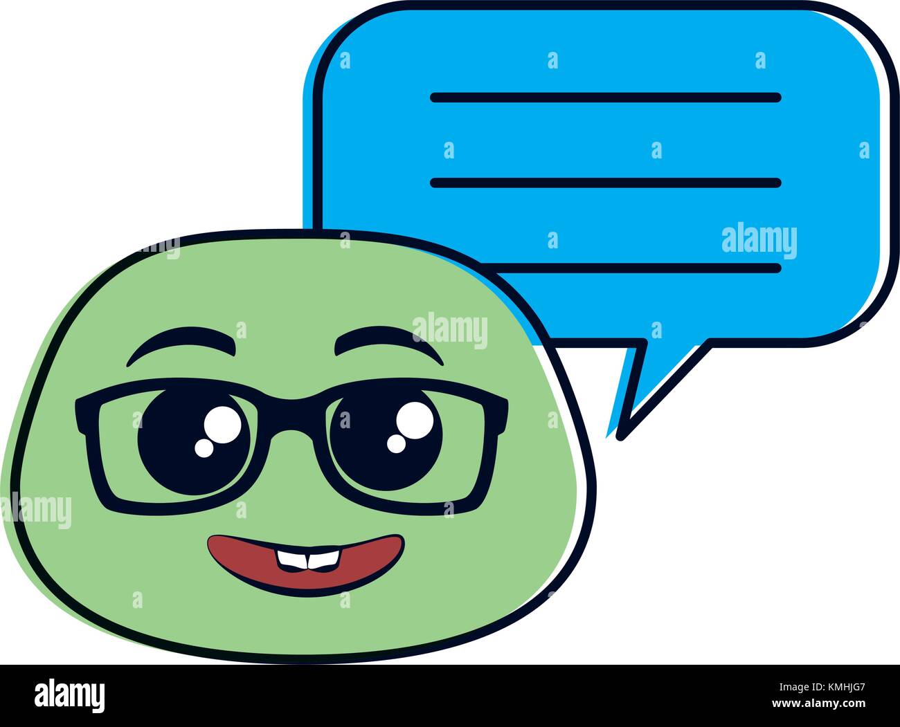 nerd emoji face with speech bubble vector illustration design Stock