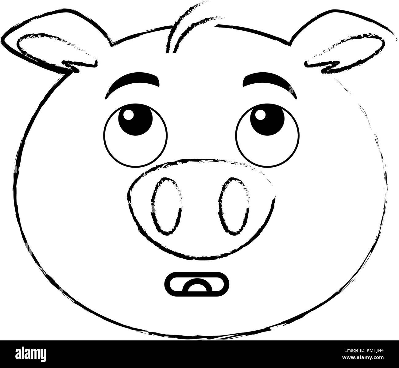 terrified pig emoji kawaii Stock Vector