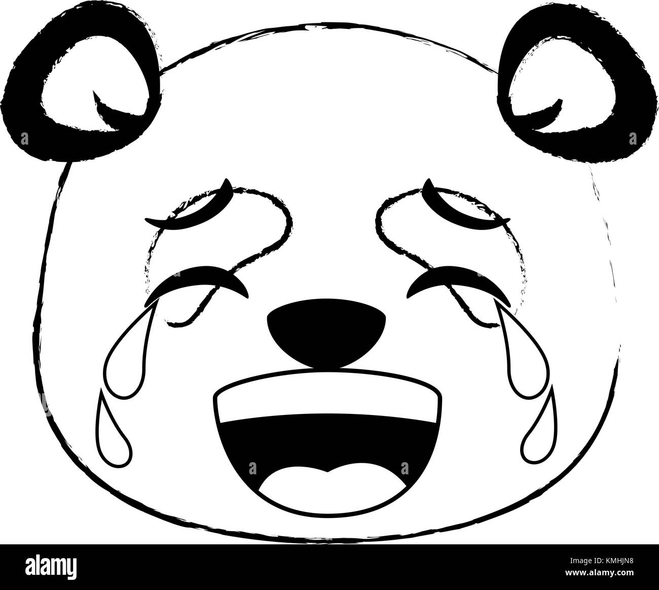 cute panda crying emoji kawaii Stock Vector