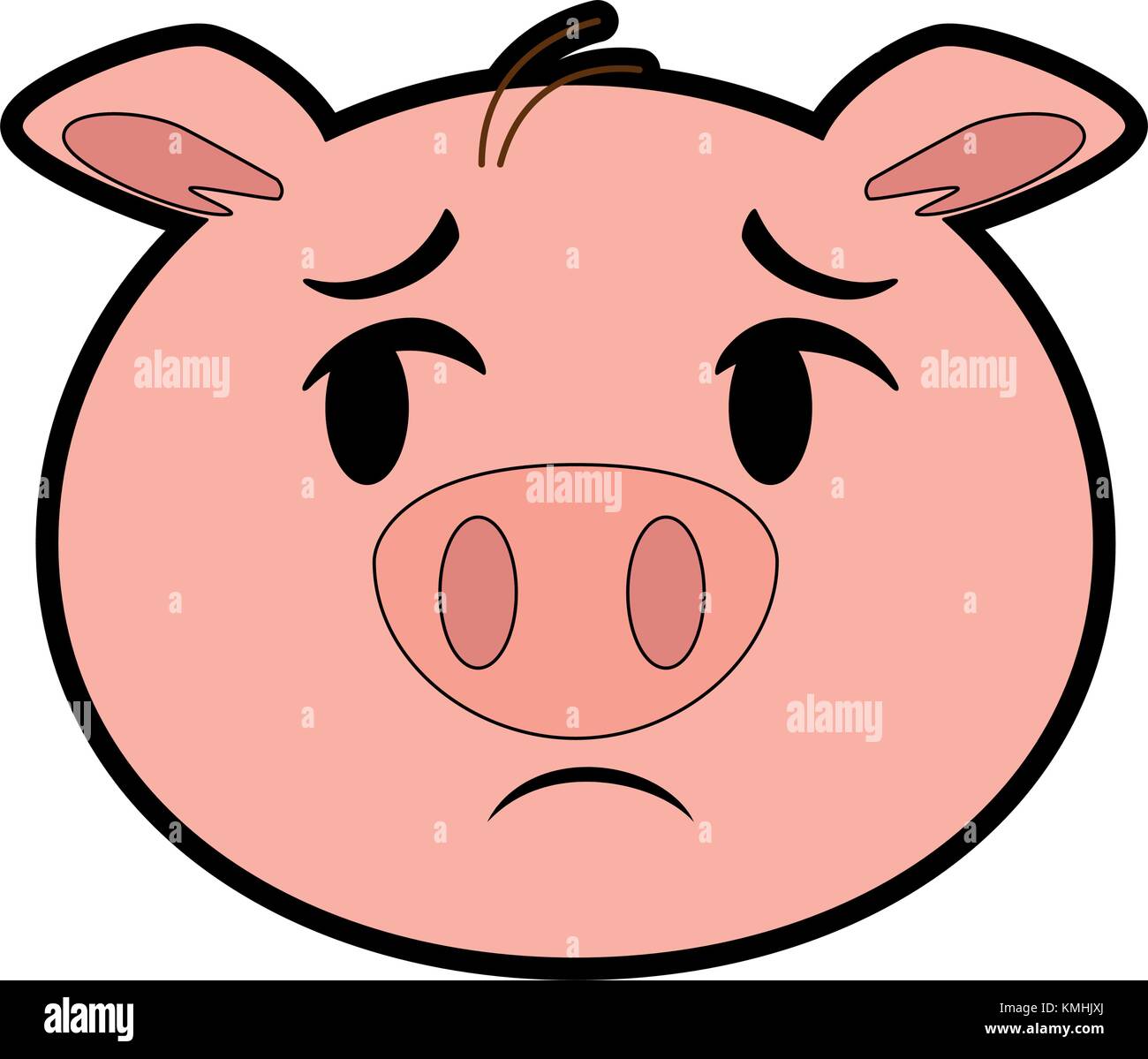 terrified pig emoji kawaii Stock Vector
