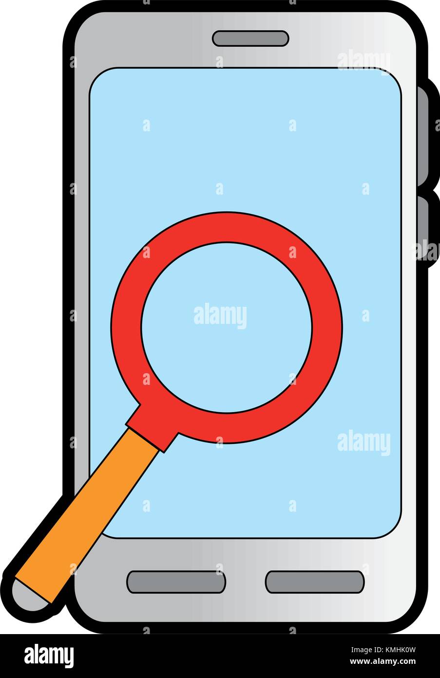 smartphone device with magnifying glass Stock Vector Image & Art - Alamy