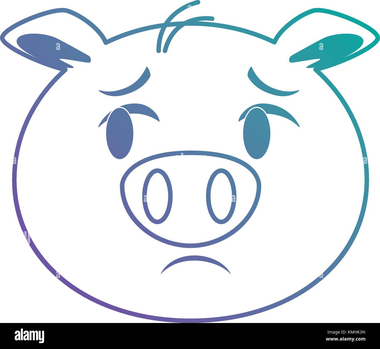 sad pig emoji kawaii Stock Vector