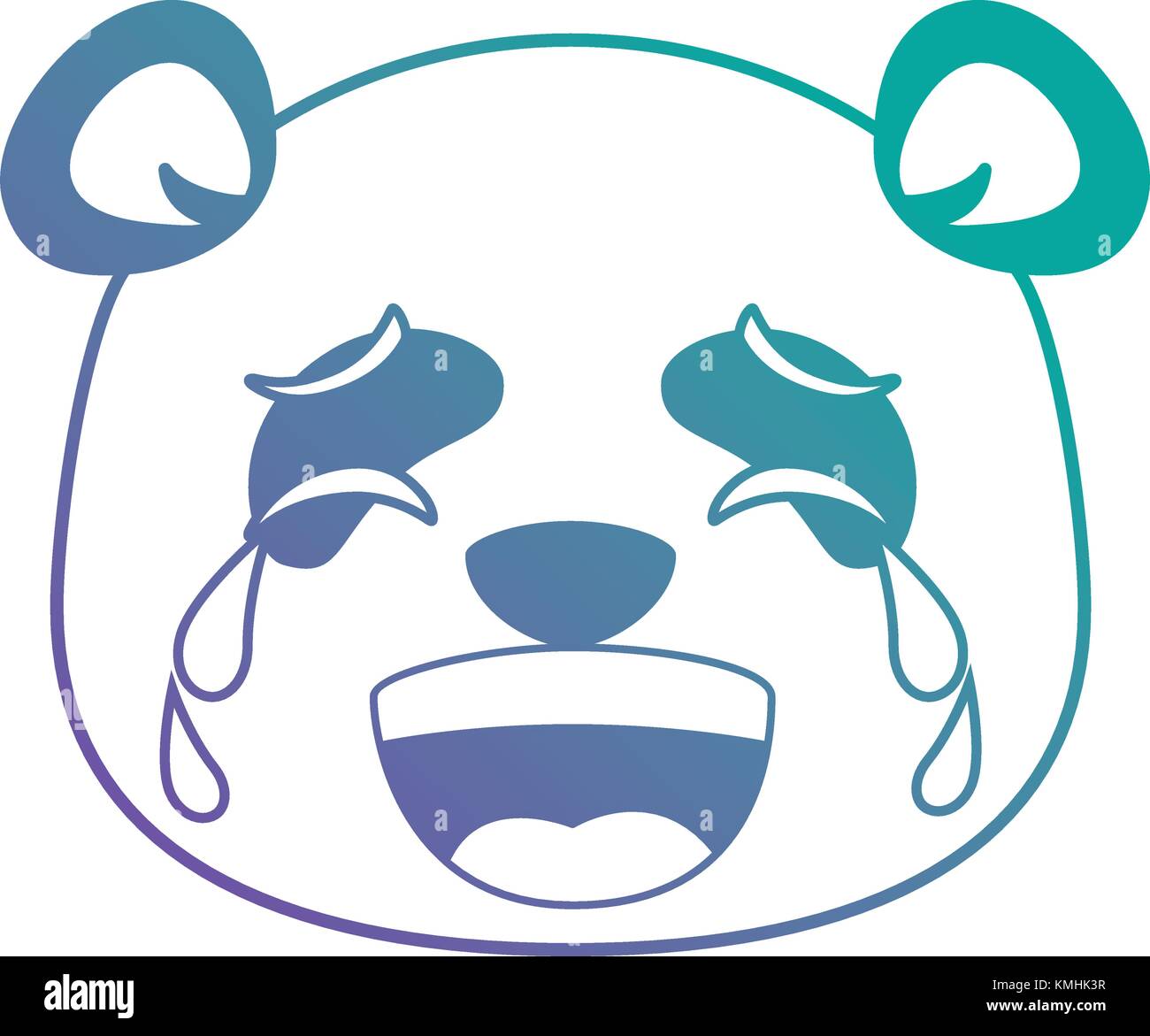 cute panda crying emoji kawaii Stock Vector