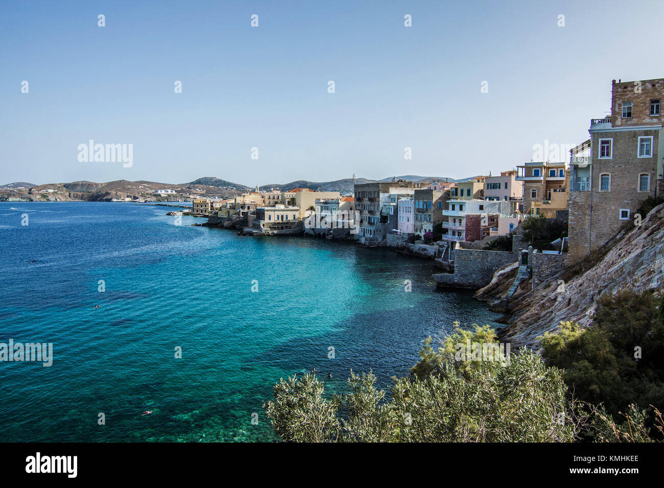 View  of Hermoupolis City Syros island cyclades Stock Photo
