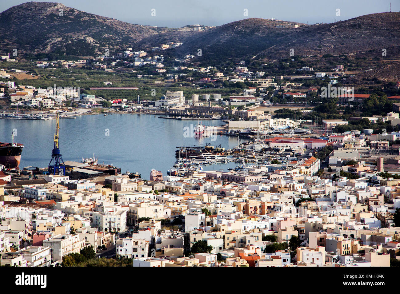 View  of Hermoupolis City Syros island cyclades Stock Photo
