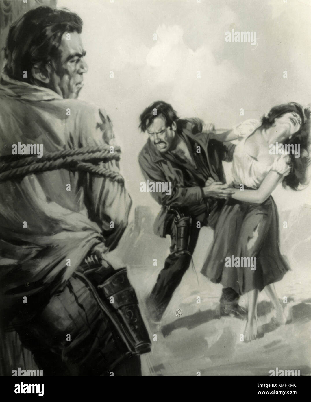 Movie poster illustration of the film The Ride back, 1957 Stock Photo