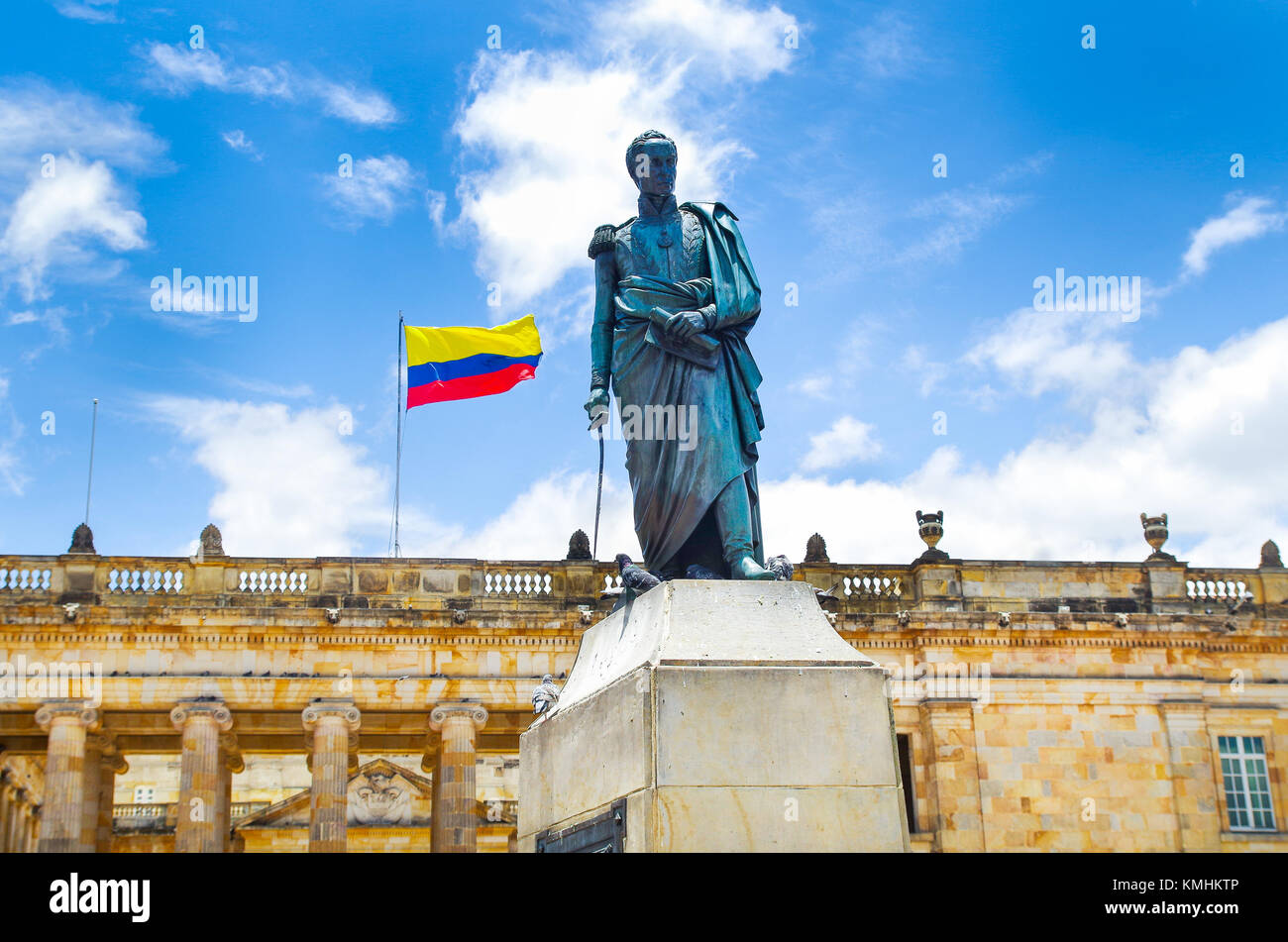 BOGOTA, COLOMBIA OCTOBER 22, 2017 Beautiful statue monument of Simon de Bolivar at Bolivar