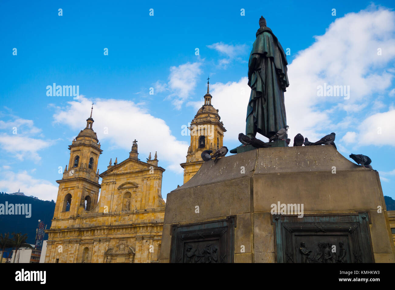 BOGOTA, COLOMBIA OCTOBER 22, 2017 Beautiful statue monument of Simon de Bolivar at Bolivar