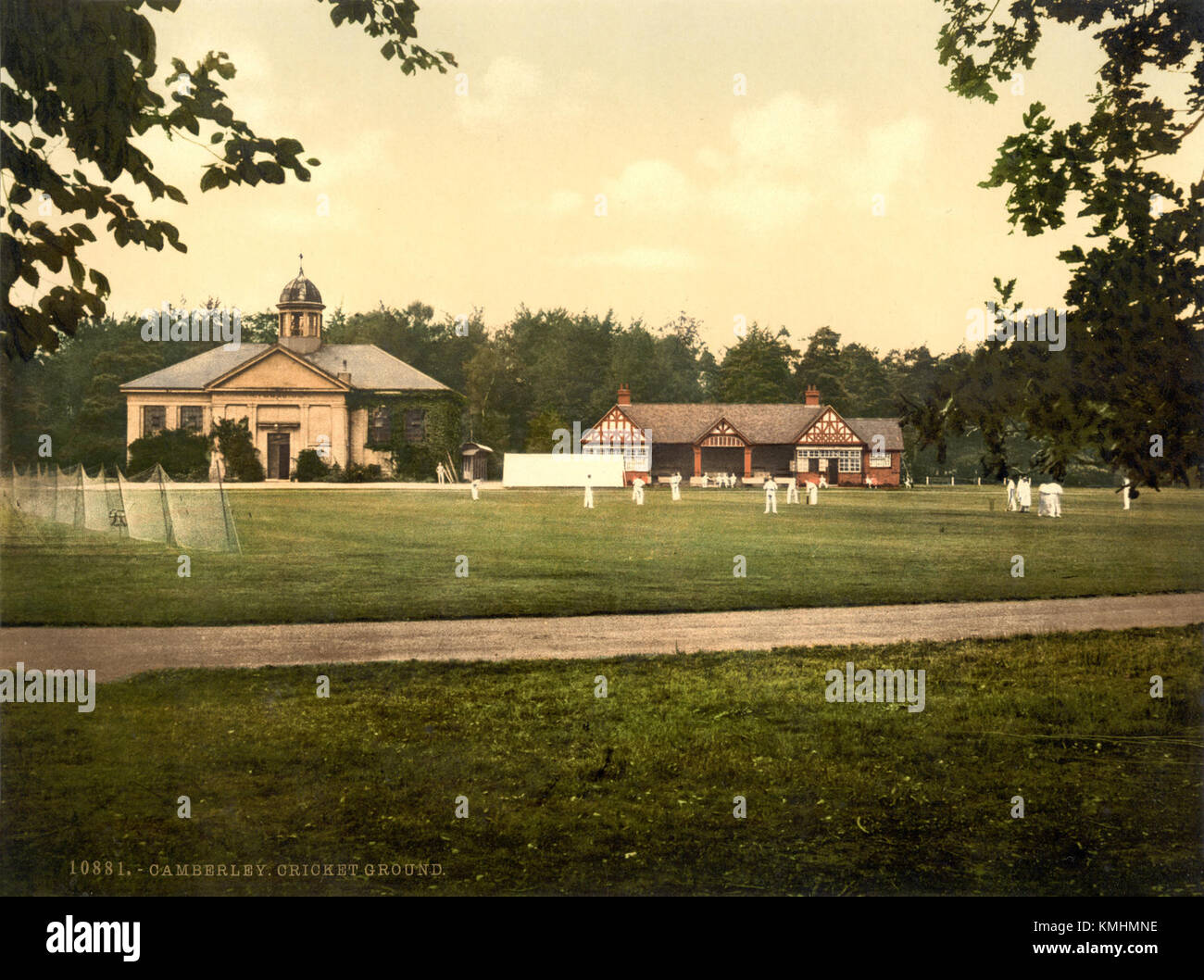 Royal Military College cricket grounds, Sandhurst, Camberley, Surrey, England, ca. 1895 Stock Photo