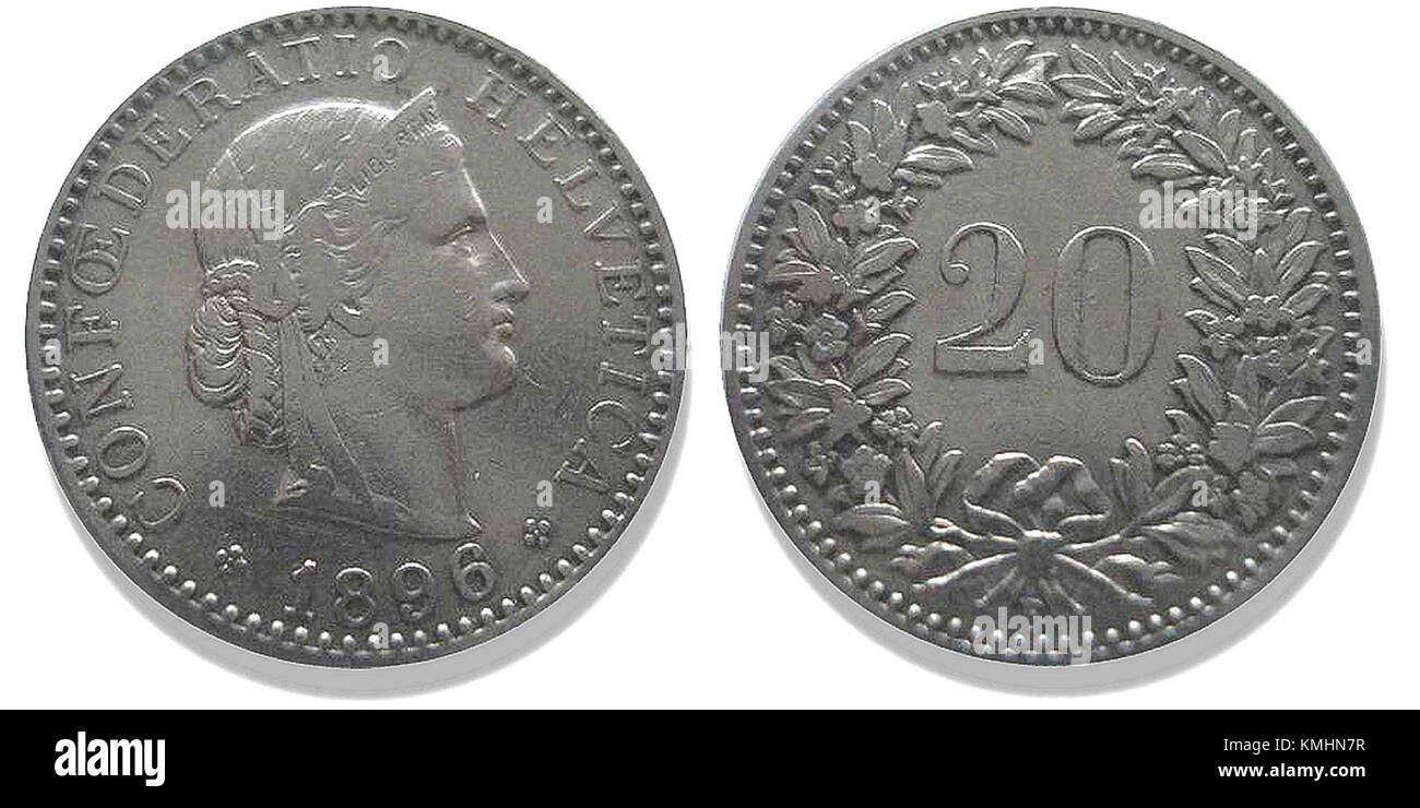 20 centimes 1896 Ni Stock Photo