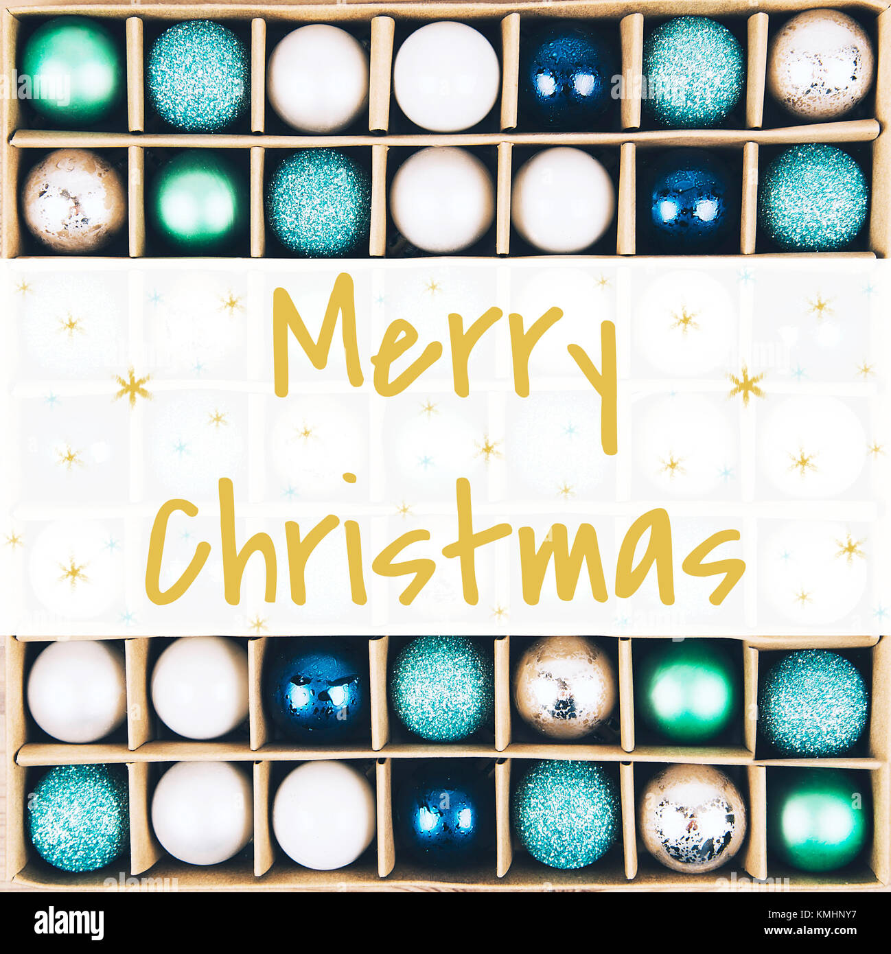 Beautiful christmas tree balls in a box, close up Stock Photo - Alamy