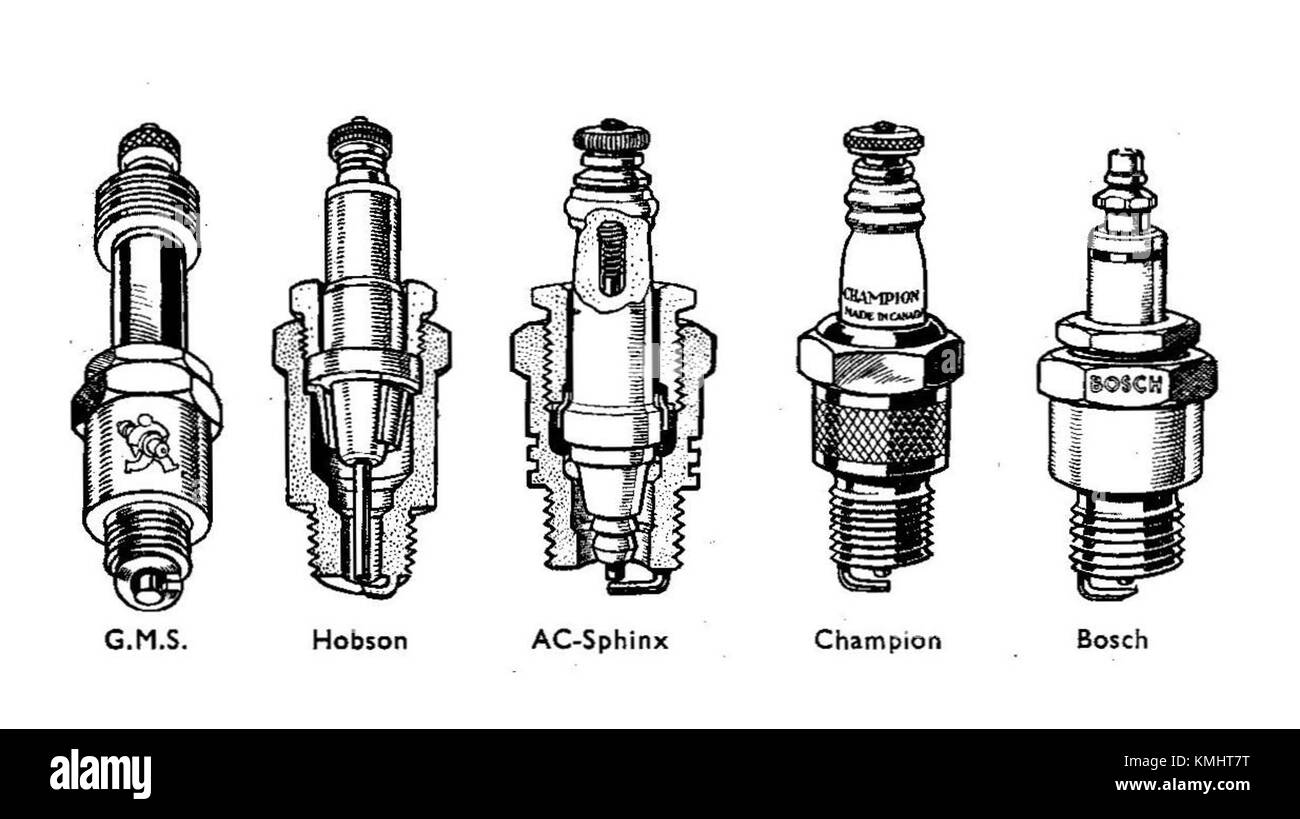 Sparkplug brands (Autocar Handbook, 13th ed, 1935 Stock Photo Alamy