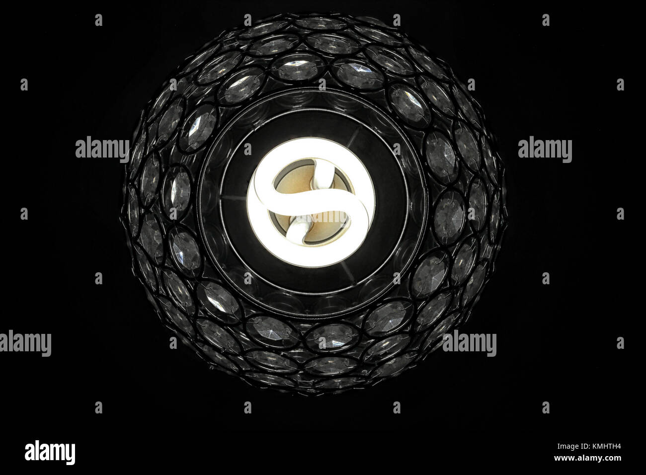 Daylight balanced energy saving light bulb viewed from underneath set