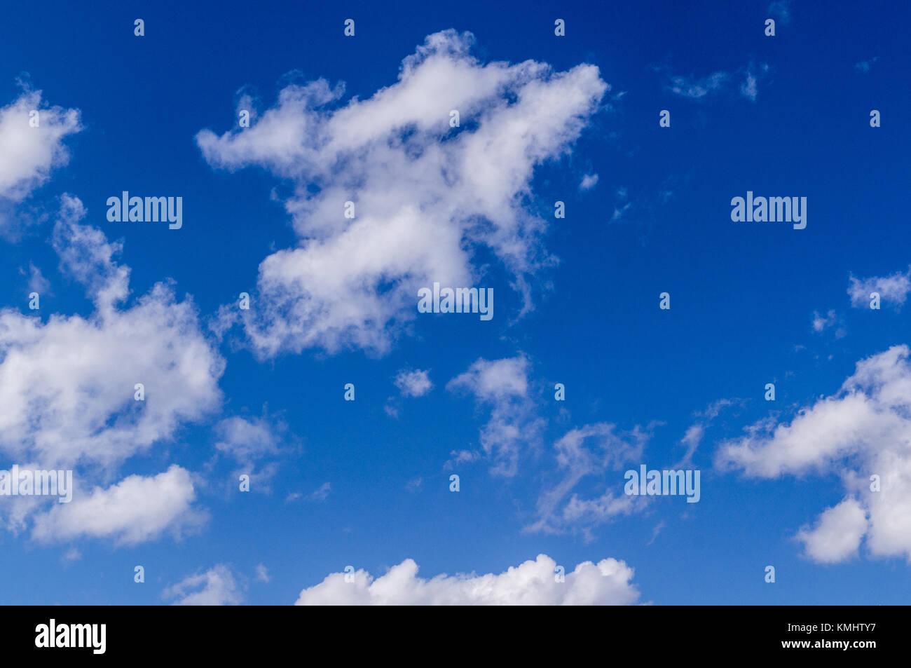 bright blue sky with clouds and sun. cumulus, background, weather Stock ...