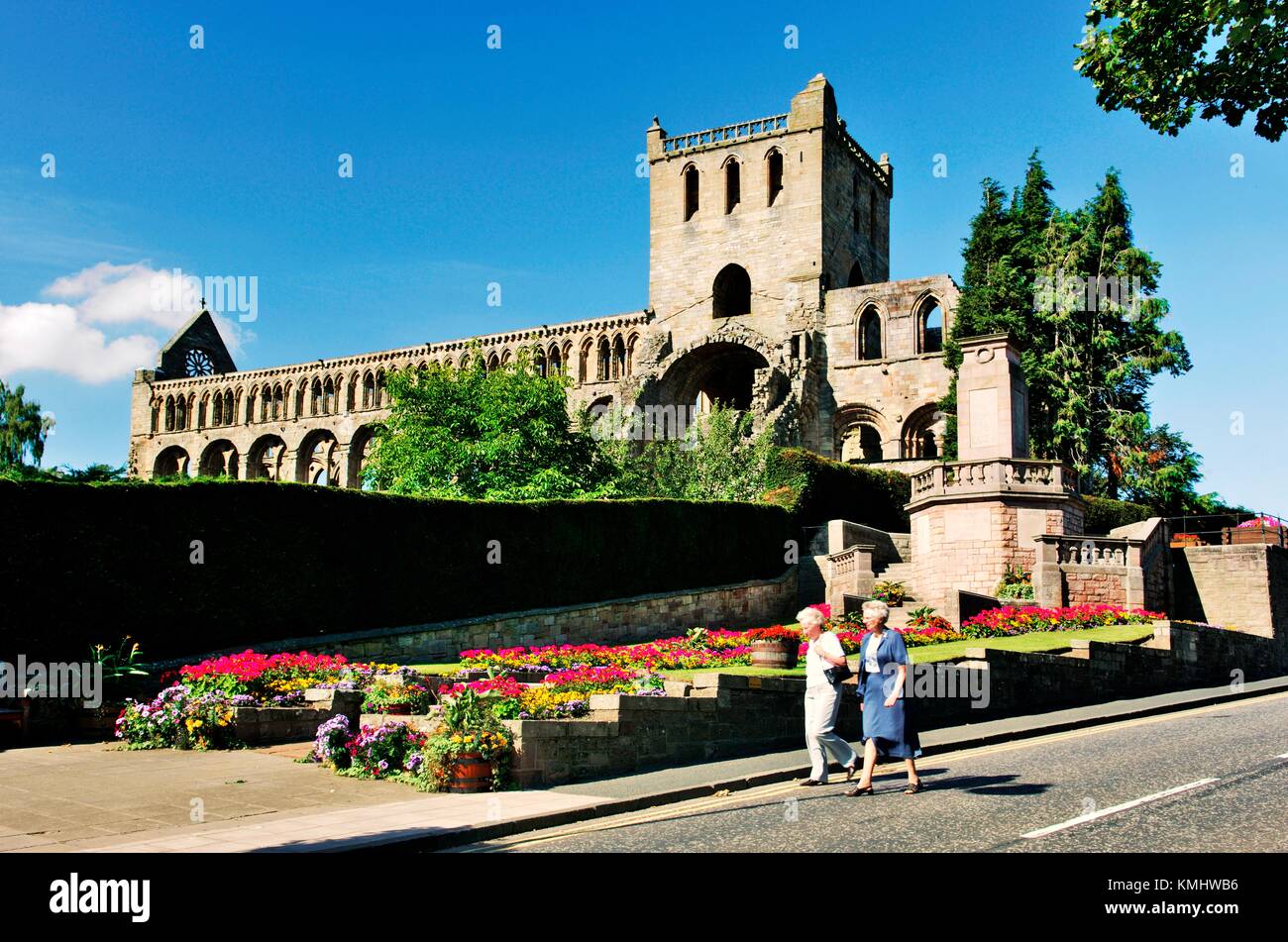 Jedburgh Abbey in the medieval town of Jedburgh in the Borders Region, Scotland, UK Stock Photo