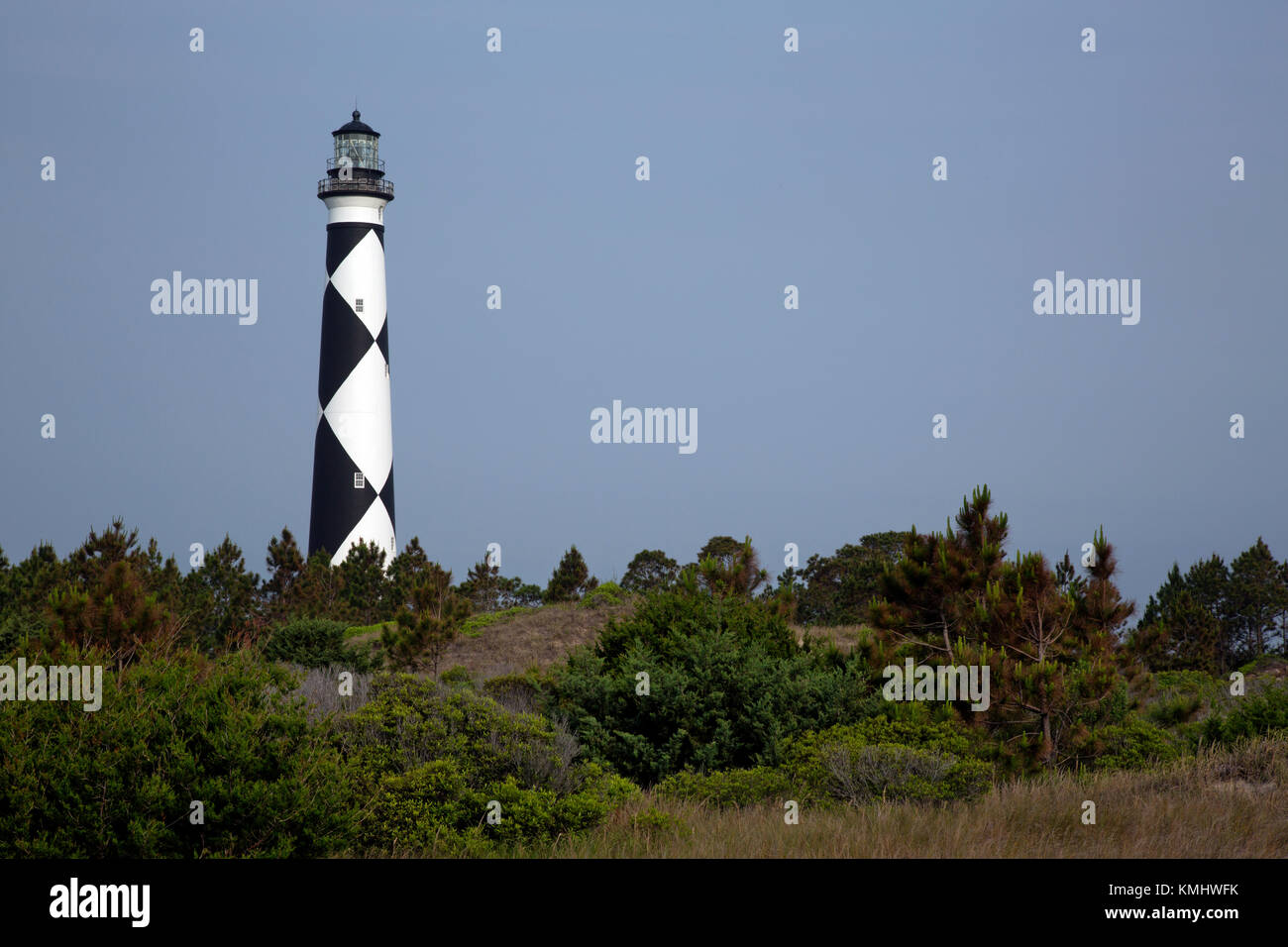 NC01024-00...NORTH CAROLINA - View of Cape Lookout Lighthouse from the Beach Trail in Cape Lookout National Seashore. Stock Photo