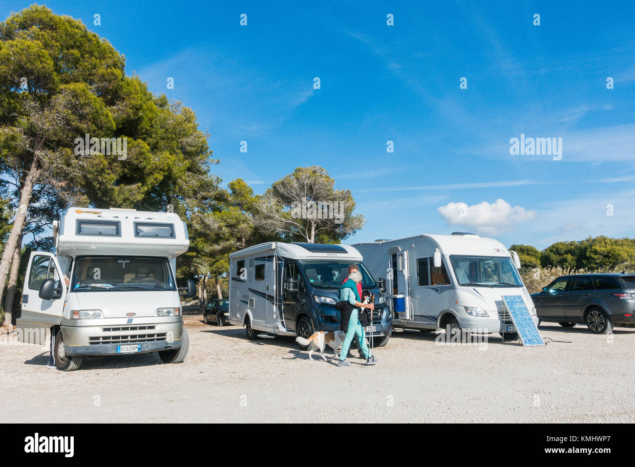 Wild Camping In Campervans And Rv S On Spare Ground In Moraira Costa Blanca Spain Stock Photo Alamy