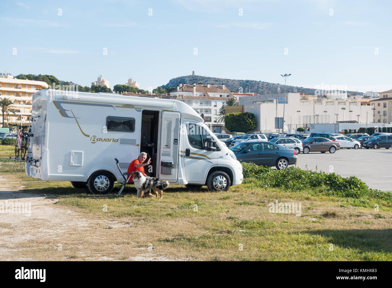 Wild camping in campervan rv on spare ground in Moraira, Costa Blanca,  Spain Stock Photo - Alamy