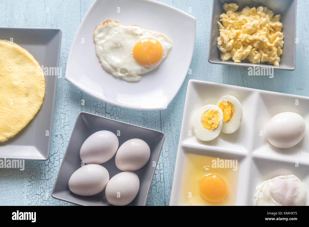 Variety of egg dishes Stock Photo Alamy