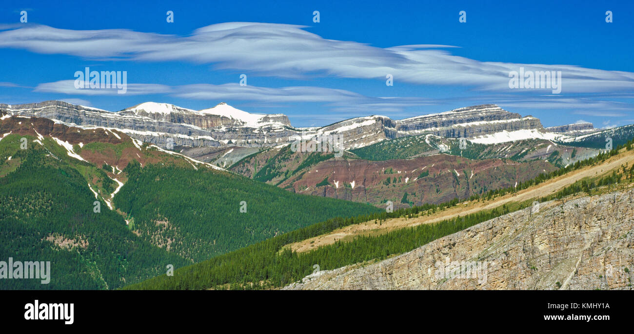 panorama of the chinese wall below sphinx peak in the bob marshall wilderness, montana Stock Photo