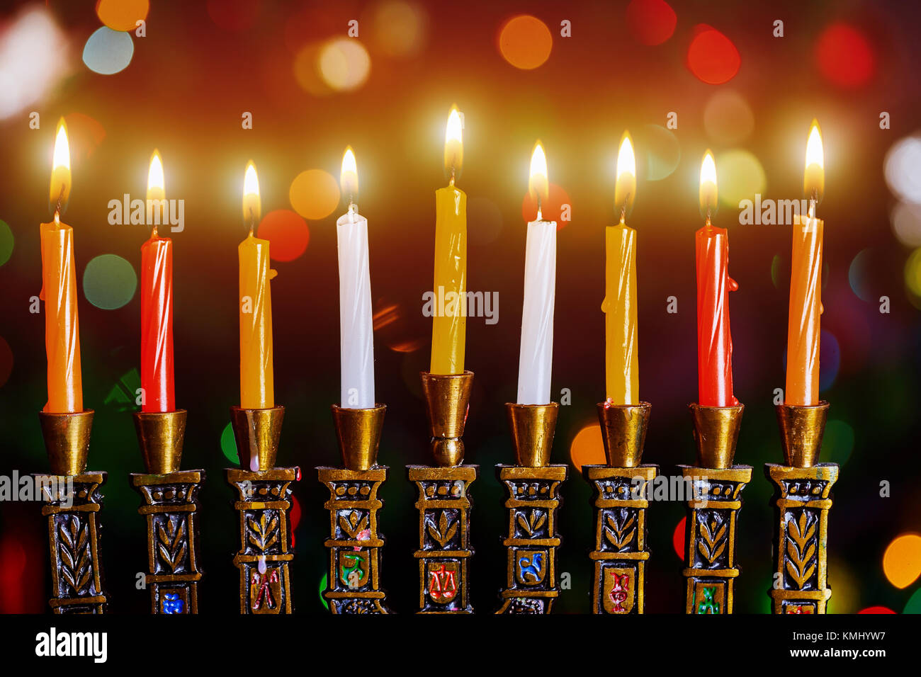 Hanukkah, the Jewish Festival of Lights Hanukkah Menorah Stock Photo