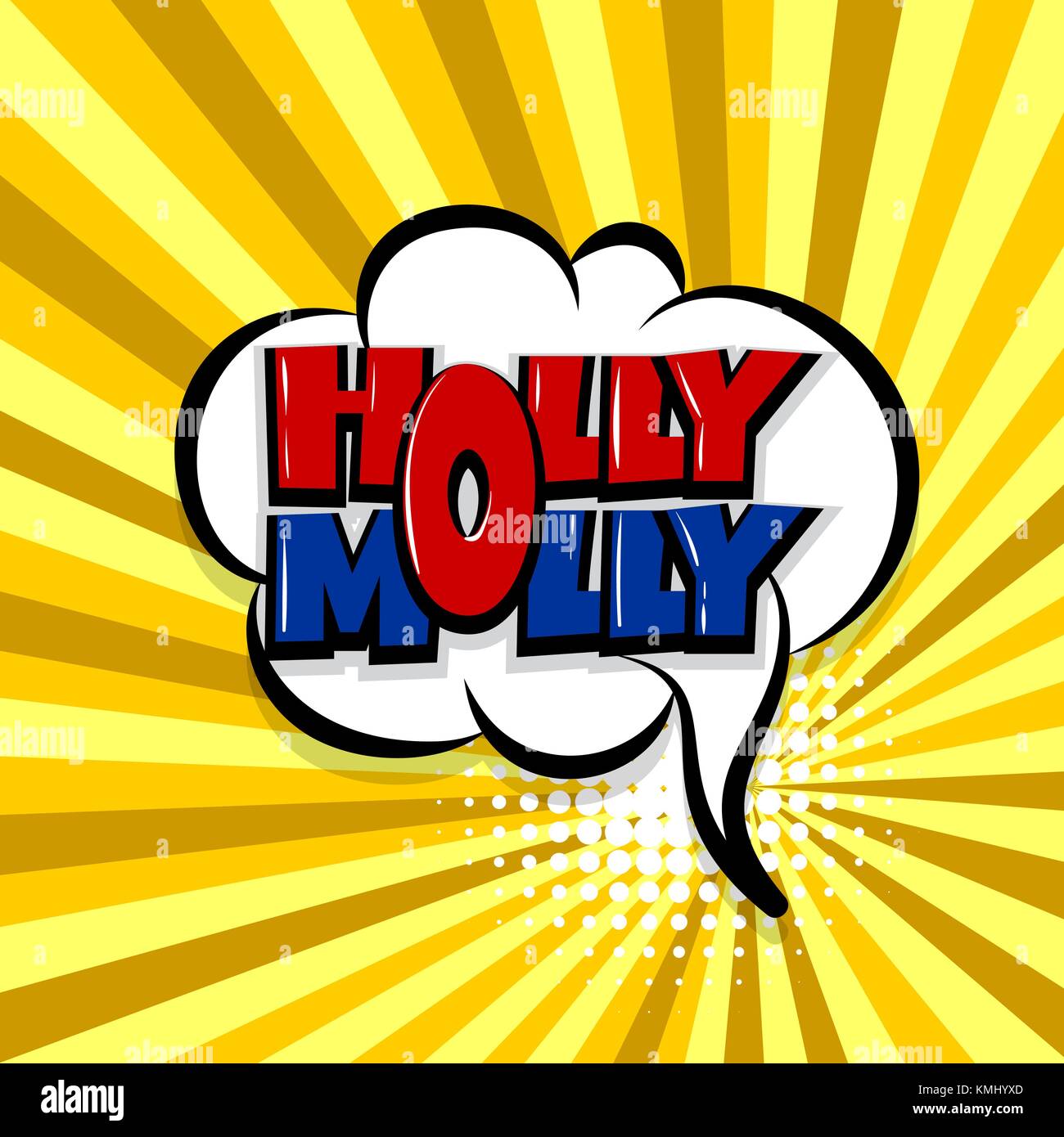 holly molly comic text radial backdrop Stock Vector