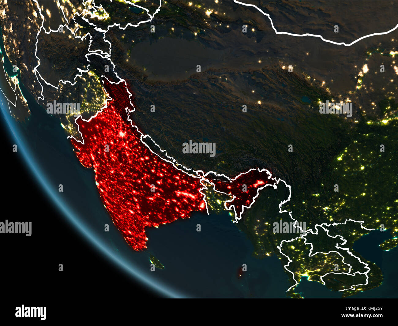 Satellite View Of India Highlighted In Red On Planet Earth At Night With Borderlines And City Lights 3d Illustration Elements Of This Image Furnishe Stock Photo Alamy Satellite View Of India Highlighted In Red On Planet Earth At Night With Borderlines And City Lights 3d Illustration Elements Of This Image Furnishe Stock Photo Alamy