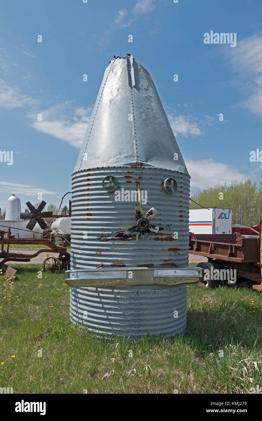 Gentleman roadside sculpture art made from culverts, grain bins and
