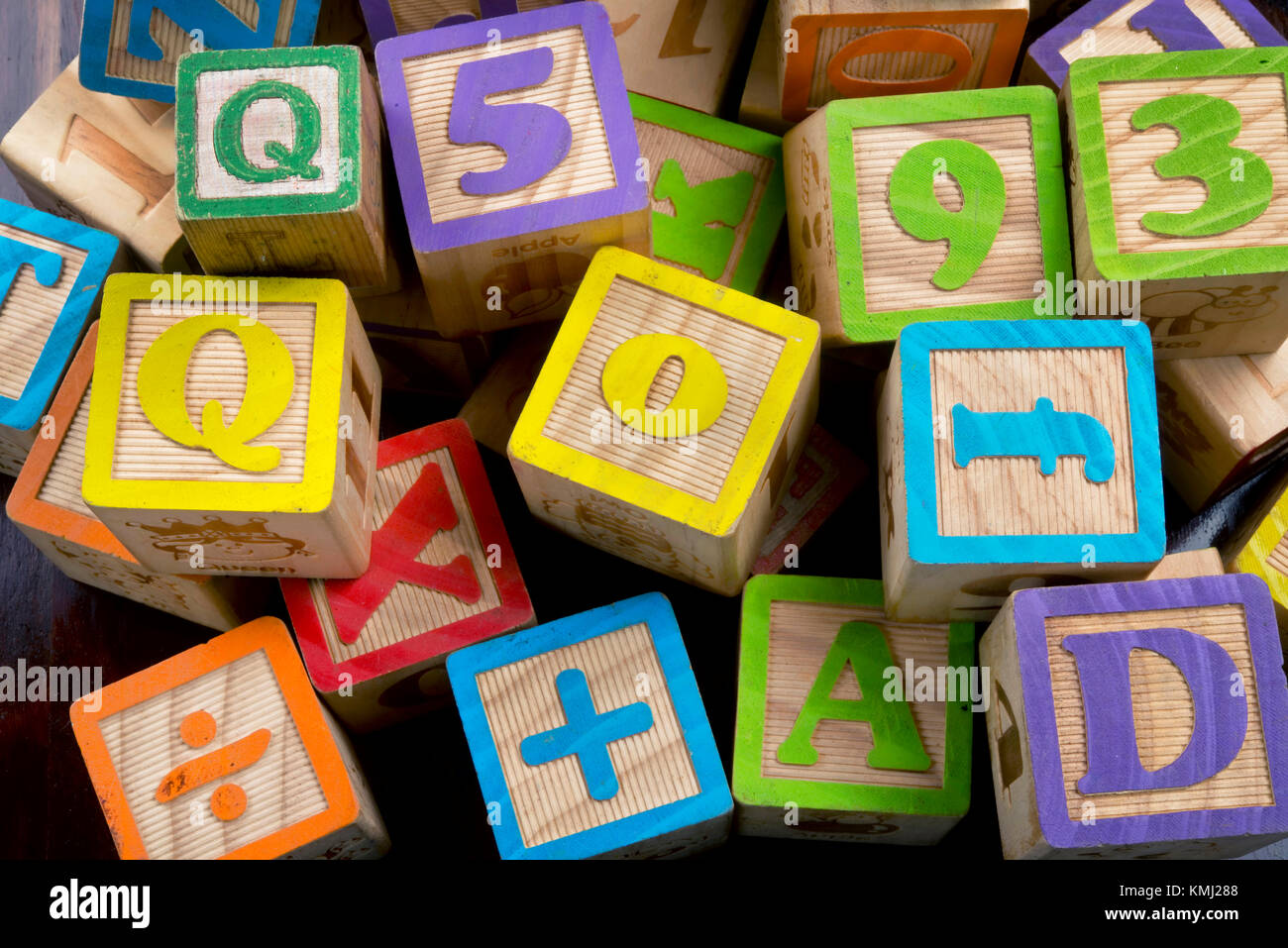 Wooden toy building letter blocks Stock Photo Alamy