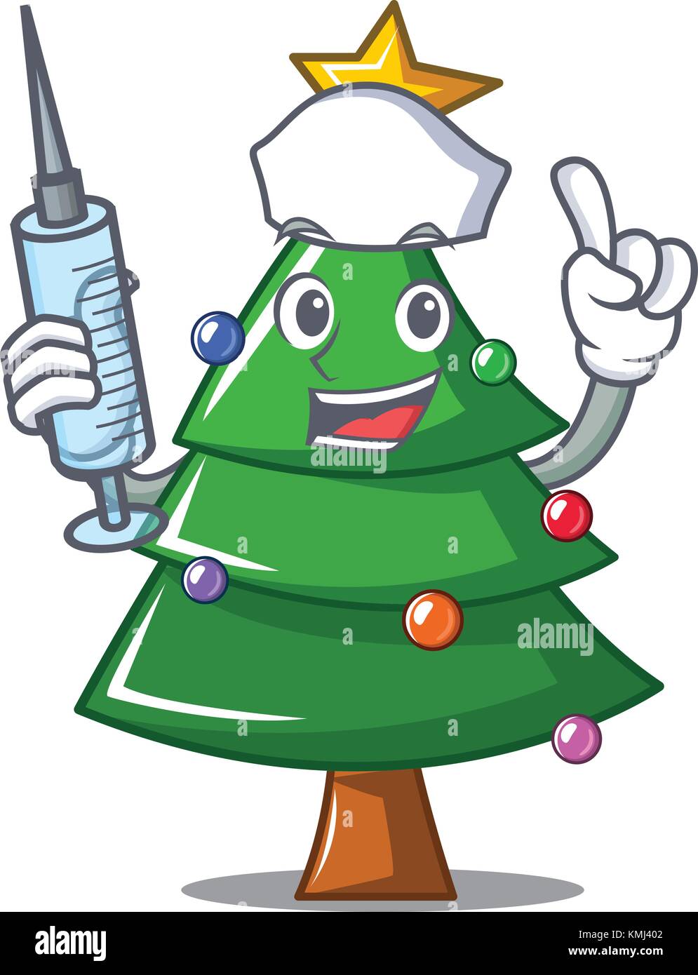 Nurse Christmas tree character cartoon Stock Vector