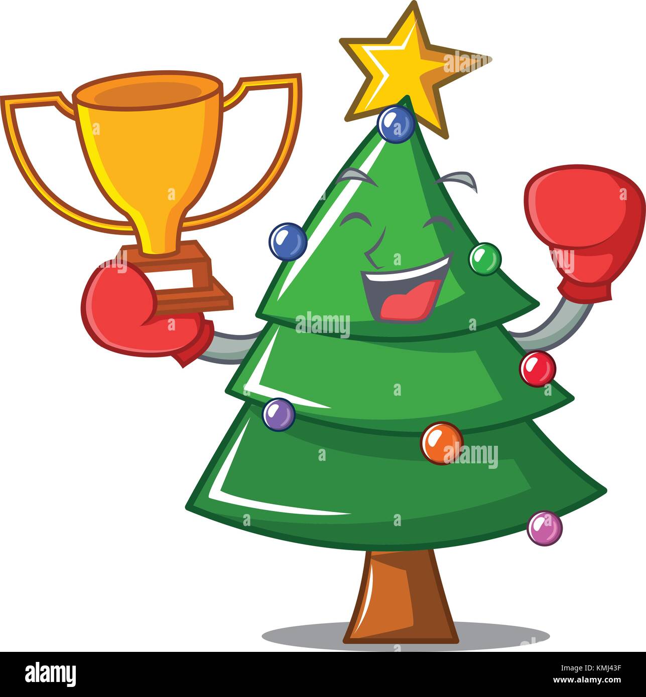 Boxing winner Christmas tree character cartoon Stock Vector Image & Art ...