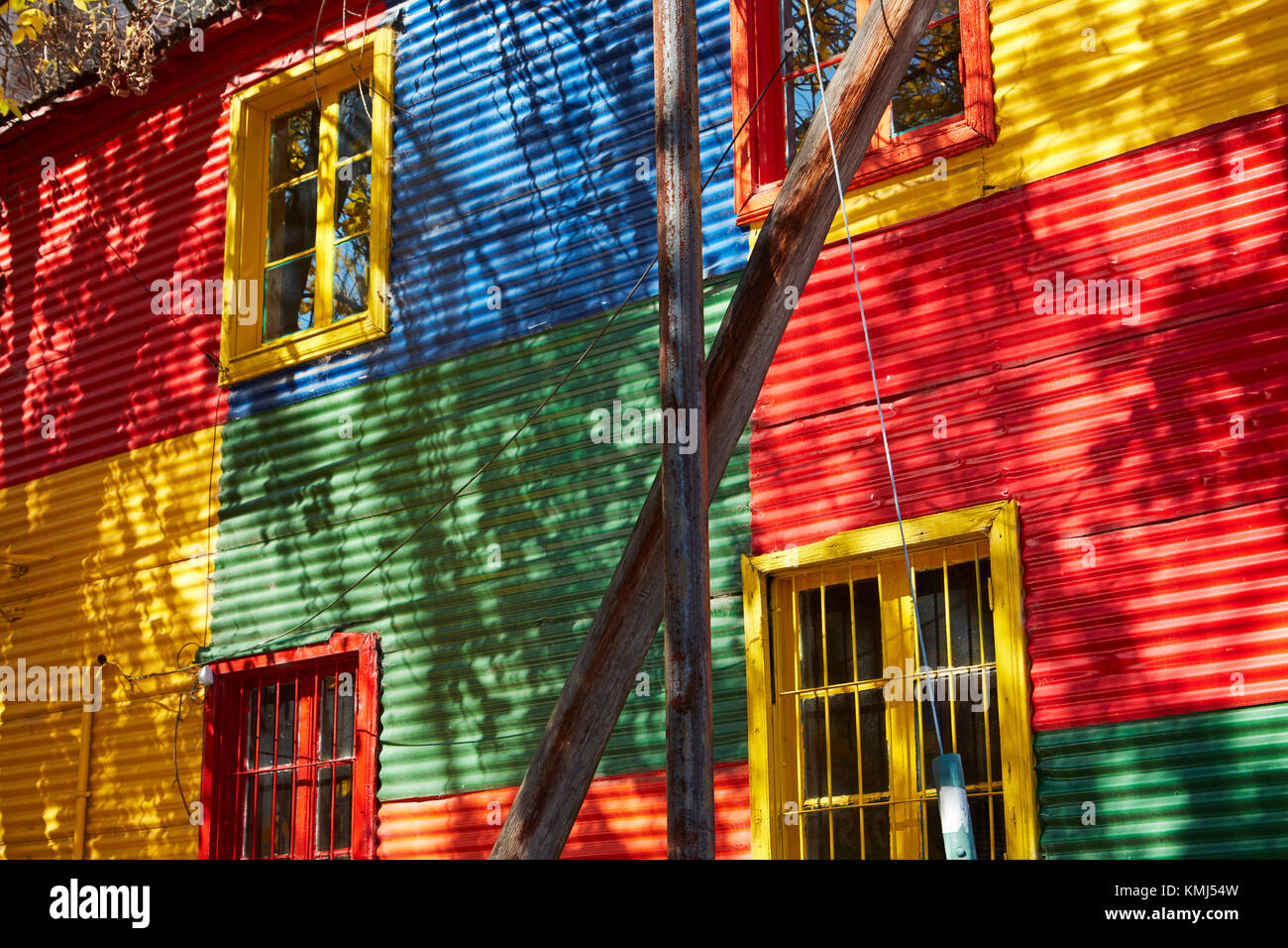 Colourful corrugated iron buildings, La Boca, Buenos Aires, Argentina, South America Stock Photo