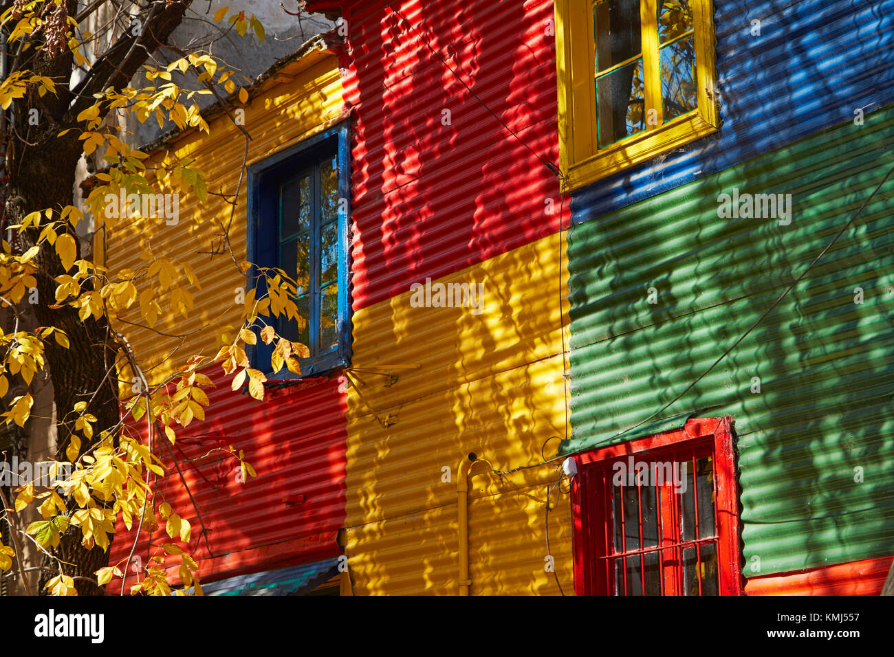 Colourful corrugated iron buildings, La Boca, Buenos Aires, Argentina, South America Stock Photo