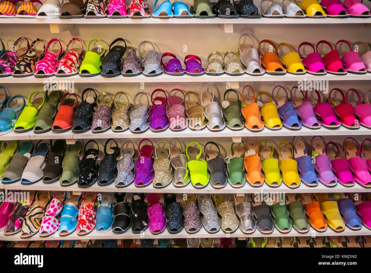 Abarca sandals shop. Traditional shoes in Minorca. Mahón City. Maó ...