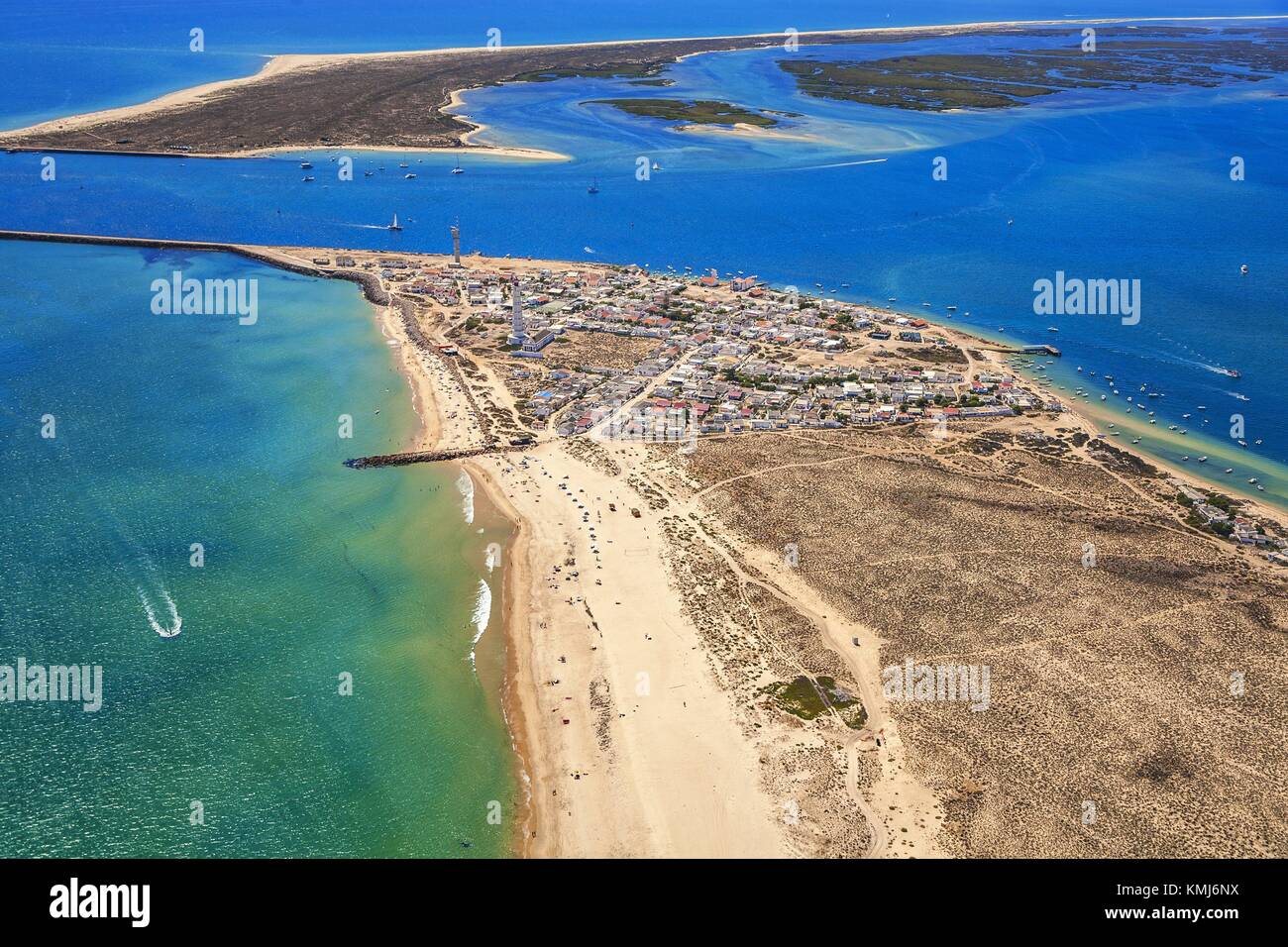 In the foreground Farol island. In the background Deserta island. Faro