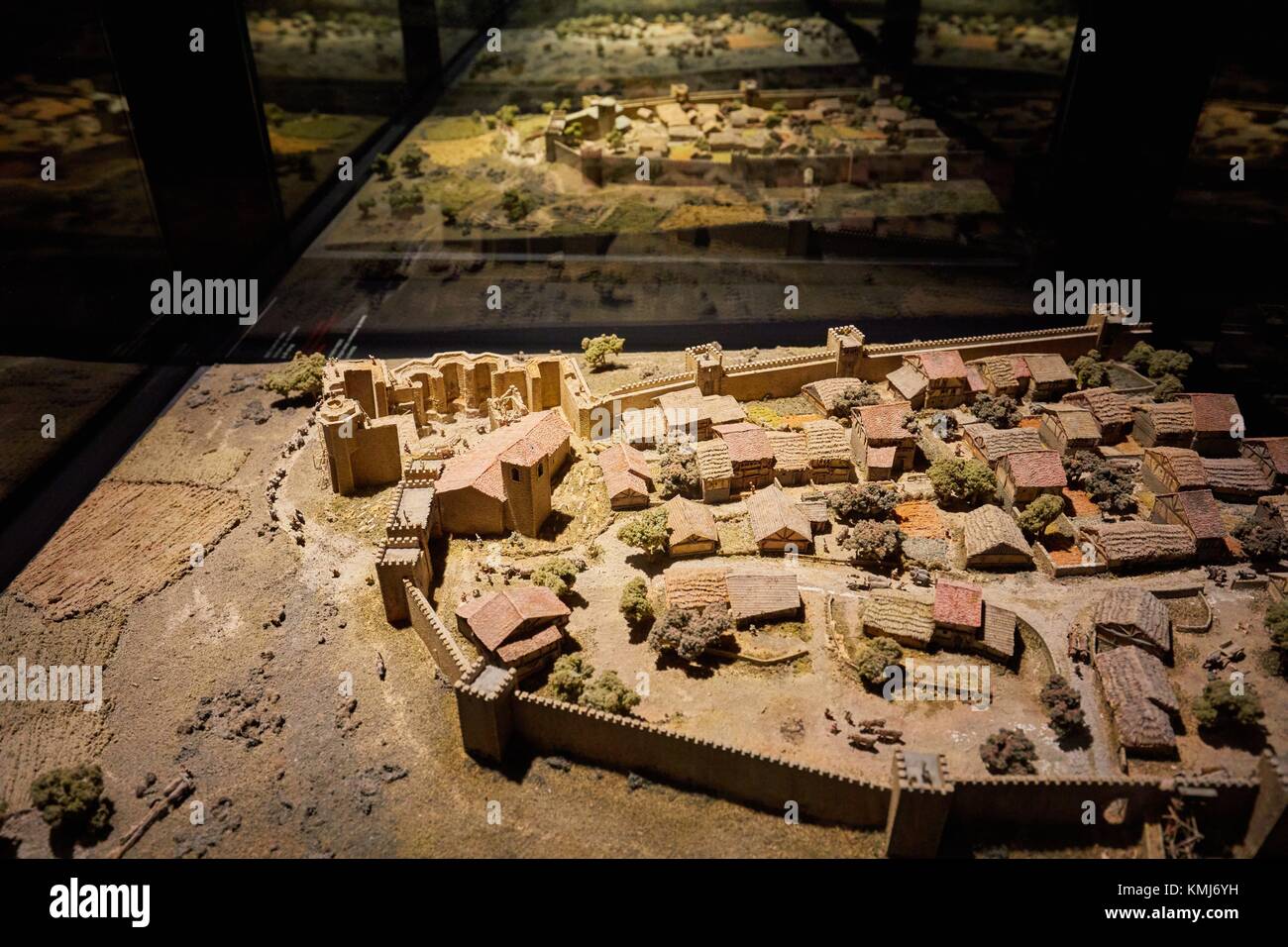 Model of the city of Vitoria in the Middle Ages, Foundations of the cathedral, Cathedral of Santa Maria, Vitoria-Gasteiz, Araba, Basque Country, Stock Photo
