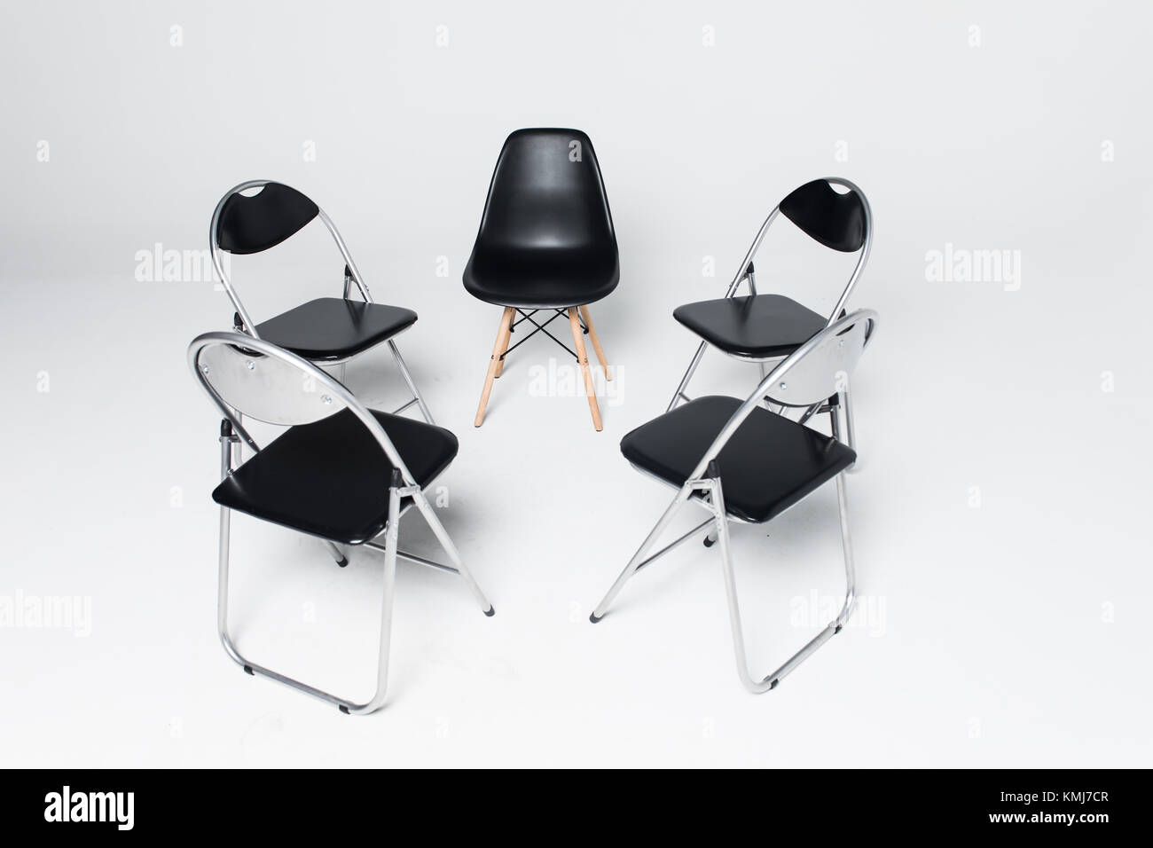 Black Chairs in a circle isolated on white background Stock Photo Alamy