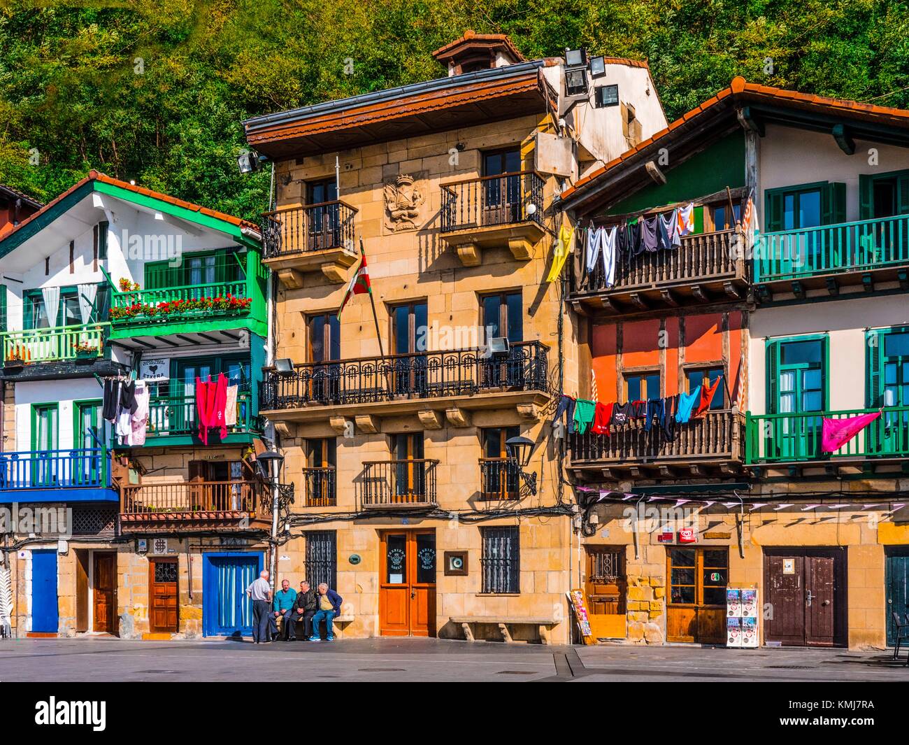 Spain- Guipuzcoa Basque country- Village of Donibane ( or Pasajes de San Juan) where the french writer Victor Hugo lived, during years, beecause of Stock Photo