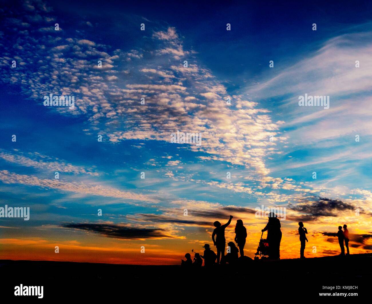 Silhouettes at sunset. Morocco Stock Photo