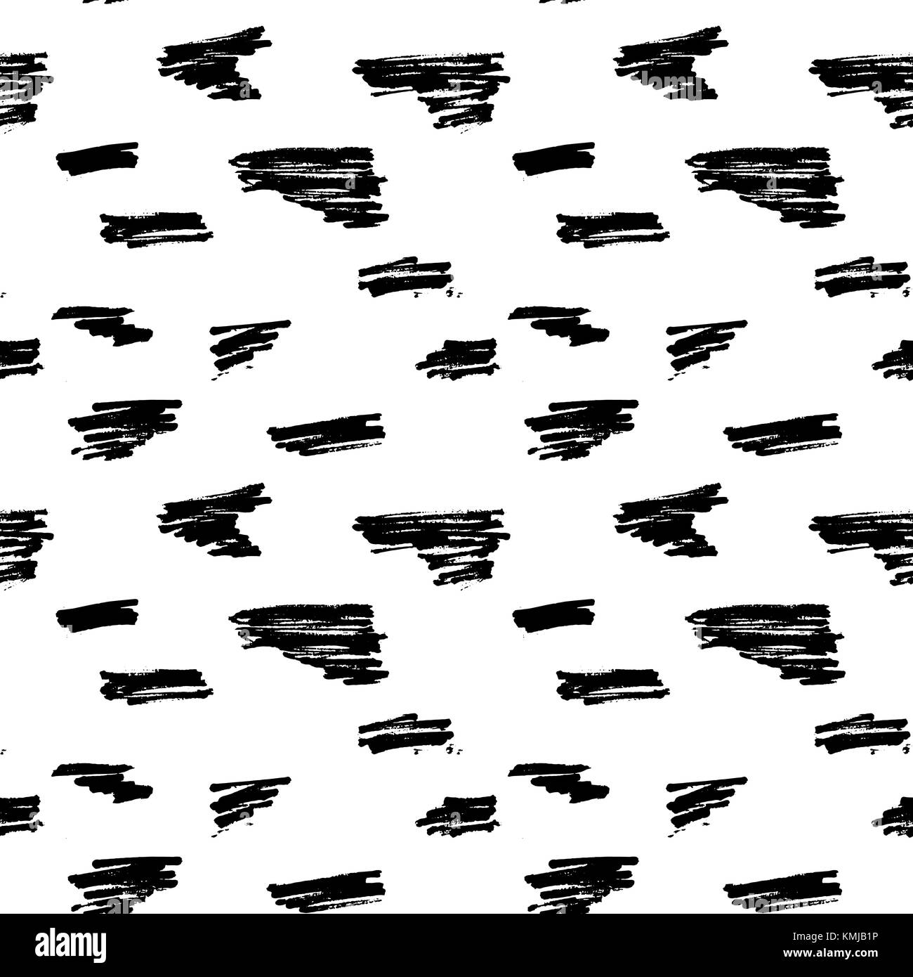 Hand drawn black brushed texture seamless pattern, vector illustration ...